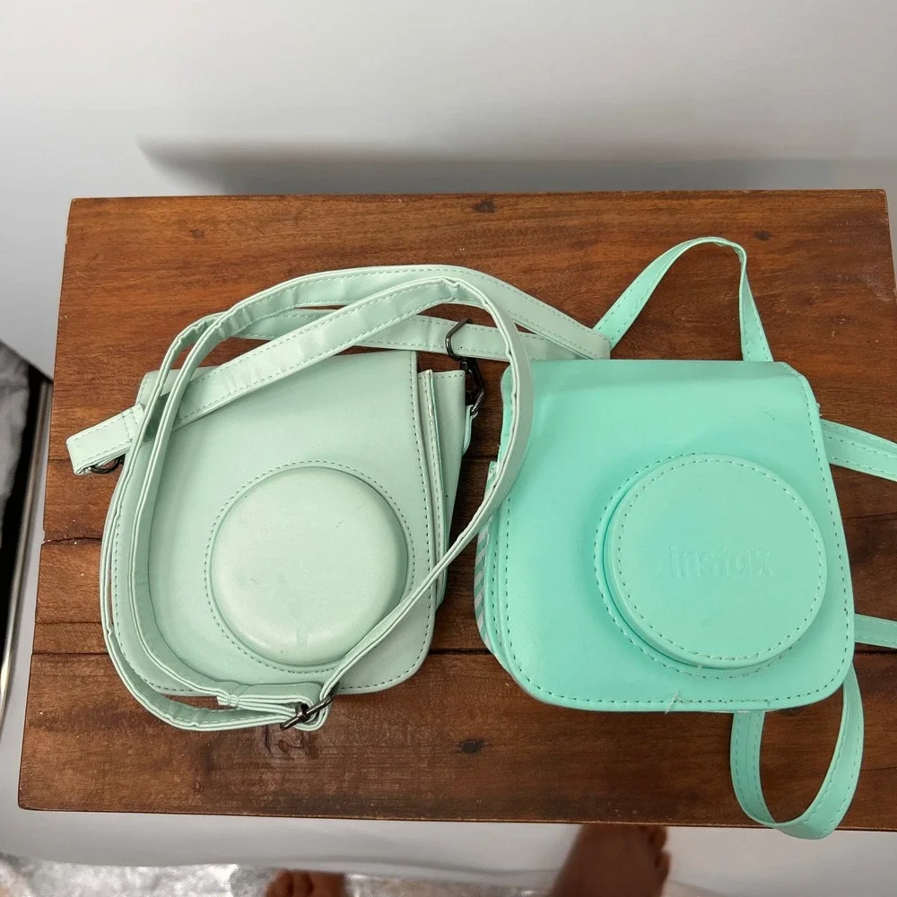 Set of 2 Instax Camera Cases Mint Green and Teal Chevron Instant Film Covers